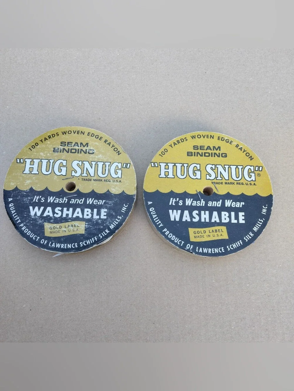 Hug Snug Vintage Rayon Seam Binding 100 Yd Spool Sewing Trim Lot Of 2 Made in US